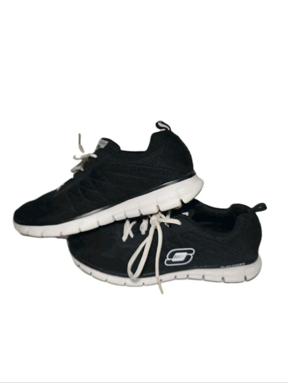 Skechers Sneakers Athletic Shoes Men’s 10.5 Black Sketch Knit Memory Foam EUC